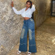 Fashion Washed Loose Wide Leg Jeans GAKF-41120