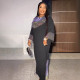 Plus Size Hot Drill Split Maxi Dress NY-3317