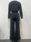 Stripe Long Sleeve Sweatshirt Straight Pants Suit OLYF-6167