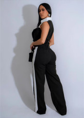 Shirt Patchwork Contrast Color Vest Pants Suit GDIM-2501