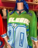 Pre Order: About 7 work days shipping V Neck Loose Letter Print T Shirt YUEM-600601