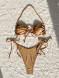 Sexy Tie Up Backless Bikinis Two Piece Swimsuit CASF-6656
