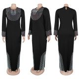 Plus Size Hot Drill Split Maxi Dress NY-3317