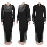 Plus Size Hot Drill Split Maxi Dress NY-3317