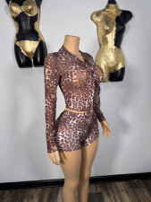 Pre Order: About 7 work days shipping Fashion Leopard Print Skinny Short Suit YUEM-600602