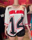 Pre Order: About 7 work days shipping V Neck Loose Letter Print T Shirt YUEM-600601