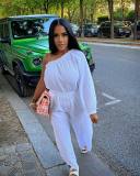 Single Shoulder Solid Loose Jumpsuit QXTF-8313