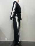 Stripe Long Sleeve Sweatshirt Straight Pants Suit OLYF-6167