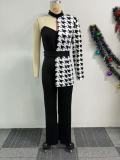Print Single Shoulder Wide Leg Jumpsuit 2 Piece Set NY-10950