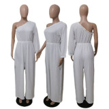 Single Shoulder Solid Loose Jumpsuit QXTF-8313