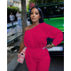 Single Shoulder Solid Loose Jumpsuit QXTF-8313