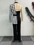 Print Single Shoulder Wide Leg Jumpsuit 2 Piece Set NY-10950