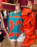 Pre Order: About 7 work days shipping V Neck Loose Letter Print T Shirt YUEM-600601