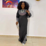 Plus Size Hot Drill Split Maxi Dress NY-3317