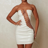 Sexy Tube Top PU Bandage Dress GPBY-13712