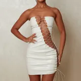 Sexy Tube Top PU Bandage Dress GPBY-13712