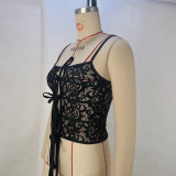 Lace See Through Tie Up Small Vest GPBY-15414