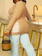 Hollow Out Solid Color Sweater ZDF-31380