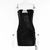 Sexy Tube Top PU Bandage Dress GPBY-13712