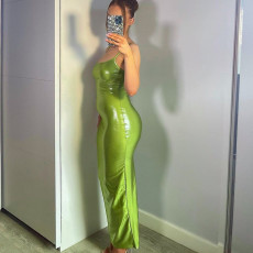 Solid Color Sling Slim Maxi Dress GPBY-14218