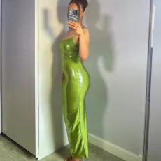 Solid Color Sling Slim Maxi Dress GPBY-14218