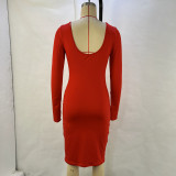 Square Neck Solid Color Midi Dress GPBY-14582