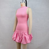 Solid Color Backless Pleated MinI Dress GPBY-15792