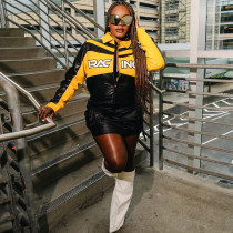 Contrast Color Embroidered Zipper Coat XEF-K24C58783