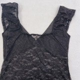 Tight See Through Embroider Romper GPBY-15118