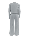 Fashion Long Sleeve Solid Color Jumpsuit 2 Piece Set ZDF-31375