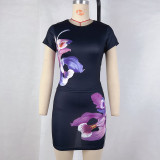 Short Sleeve Print Two Piece Skirts Set GPBY-15452