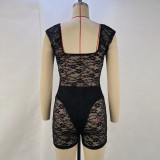 Tight See Through Embroider Romper GPBY-15118
