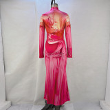 Long Sleeve Print Slim Maxi Dress GPBY-39117
