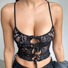 Lace See Through Tie Up Small Vest GPBY-15414