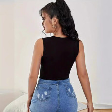 Hollow Out Solid Color Tank Tops GPBY-1008