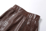 Sexy PU Leather Tube Top Two Piece Skirt Set GPBY-1532