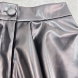High Waist PU Leather Culottes GPBY-16439