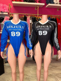 Pre Order: About 7 work days shipping Letter Print Long Sleeve Bodysuit YUEM-600623