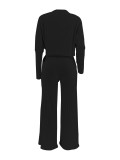 Fashion Long Sleeve Solid Color Jumpsuit 2 Piece Set ZDF-31375