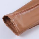 Long Sleeve Ultra Short Zipper Leather Jacket GPBY-1513