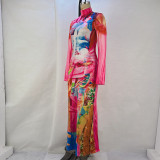 Long Sleeve Print Slim Maxi Dress GPBY-39117