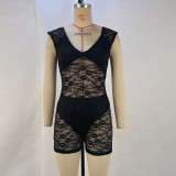 Tight See Through Embroider Romper GPBY-15118