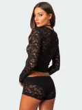Lace Long Sleeve Shorts T Shirt GPBY-15794