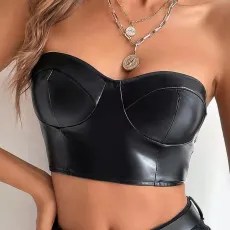 Solid Color Glossy PU Leather Vest GPBY-2122