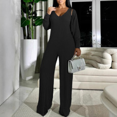 Fashion Long Sleeve Solid Color Jumpsuit 2 Piece Set ZDF-31375