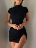 Solid Color Backless Tie Up Mini Dress GYSQ-CDEA0520