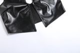 Fashion Halterneck Backless PU Vest GPBY-1489