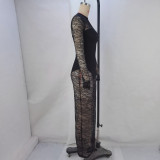 Lace Patchwork See Through Bodycon Dress GPBY-15142