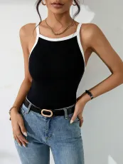 Patchwork Color Block Knits Tank Top GYSQ-CVDG0510