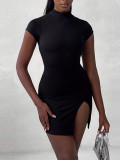 Solid Color Backless Tie Up Mini Dress GYSQ-CDEA0520